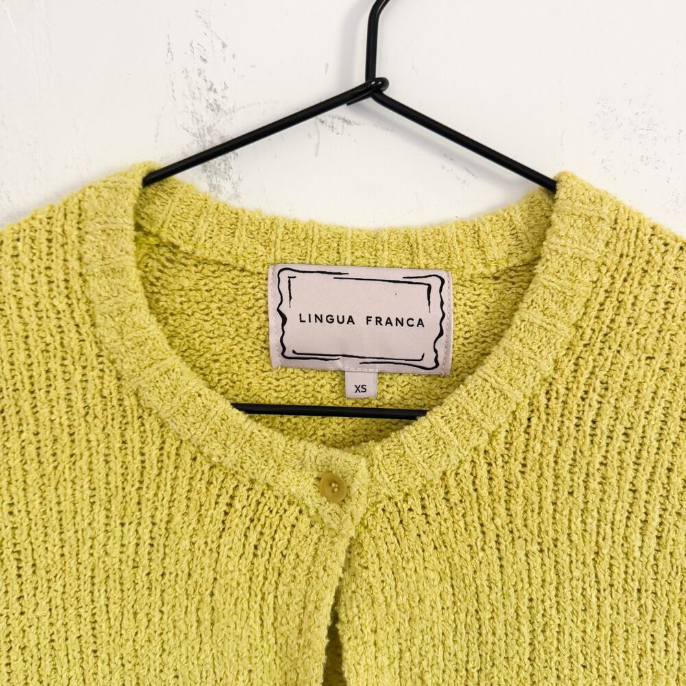 NEW Lingua Franca Green Willa Bow Cardigan XS - Picture 3 of 6